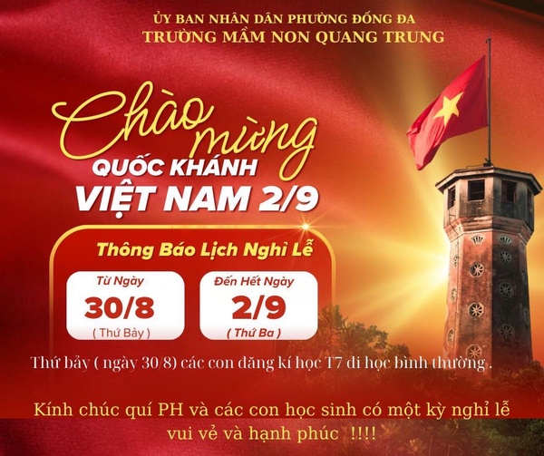 THÔNG BÁO LỊCH NGHỈ LỄ QUỐC KHÁNH  02/9/2025