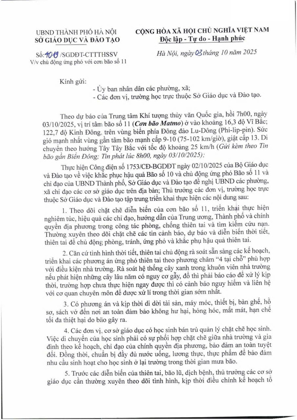 Công văn số 4019/SDGĐT_CTTTHSSV ngày 03/10/2025