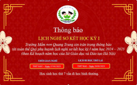 TRƯỜNG MN QUANG TRUNG: LỊCH NGHỈ SƠ KẾT HK 1