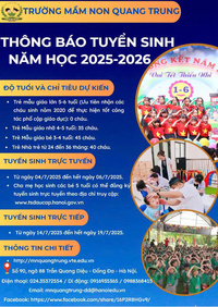 THÔNG BÁO TUYỂN SINH NĂM HỌC 2025 – 2026